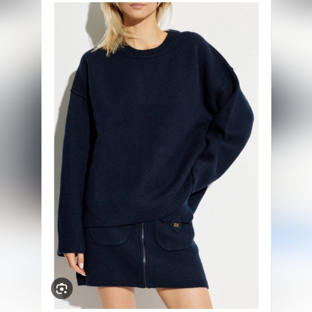 NWT GANNI Navy Knit Sweater size S and Skirt Size S, Set